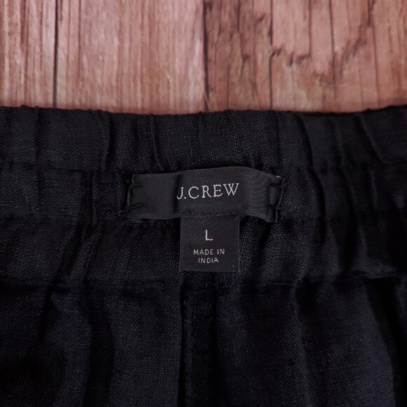 J Crew Wide Leg Seaside Pant In Linen Womens Size Large Black 100% Linen AY501 - Picture 7 of 10
